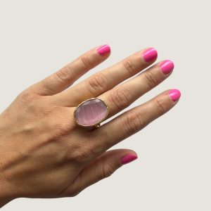 Pink Ring with Cat’s Eye Effect