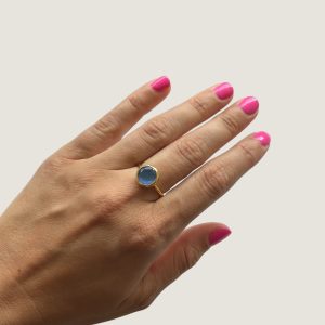 Mini Blue Ring with Cat’s Eye Effect