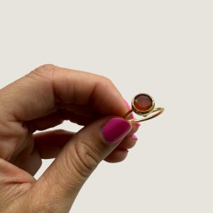 Mini Dark Red Ring with Cat’s Eye Effect