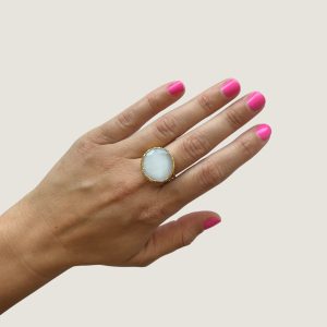 Grauer Katzenauge Ring – Rund